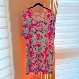 Lilly Pulitzer cotton dress with ruched sleeves size XL